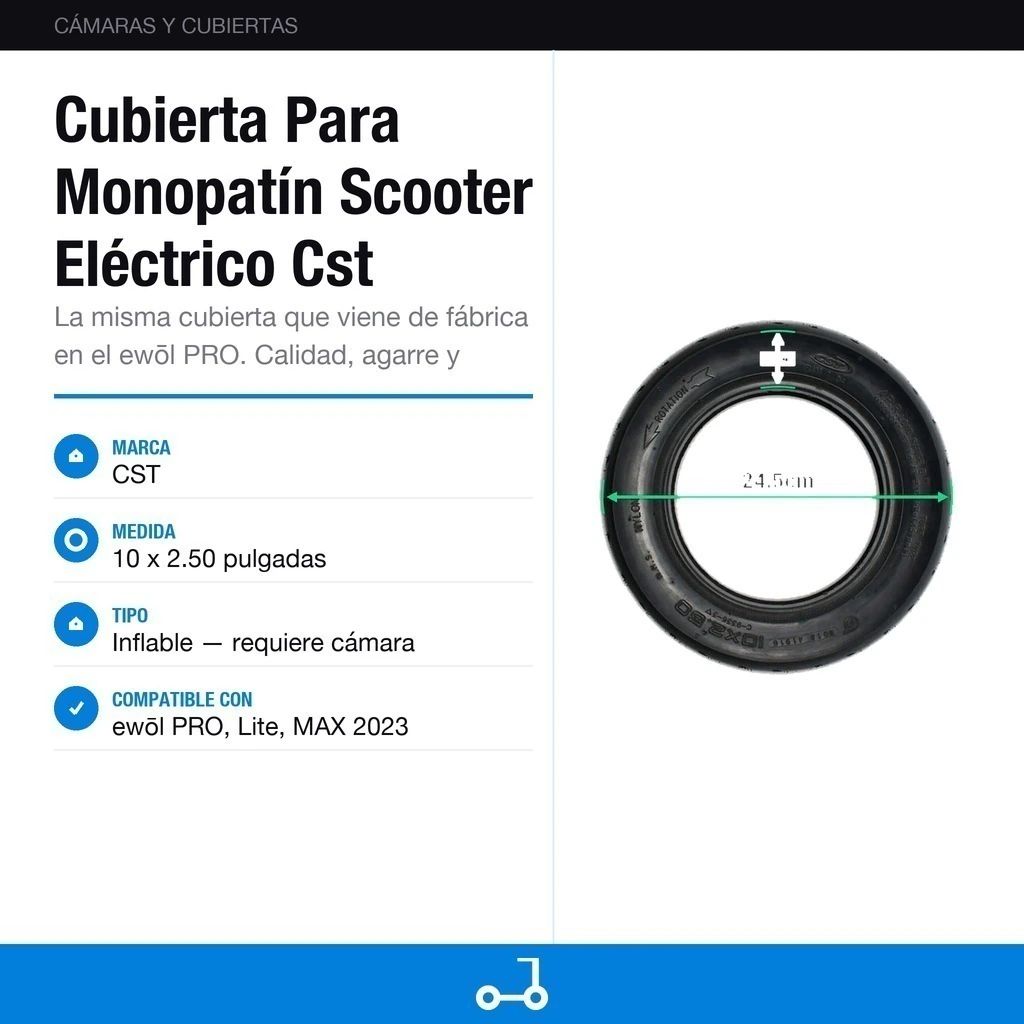 Cubierta Para Monopatín Scooter Eléctrico Cst 10x2,50
